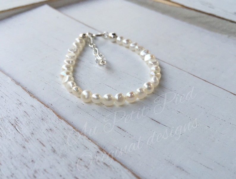 Freshwater pearl baby braceletbaby showerbaby gifttoddler Etsy