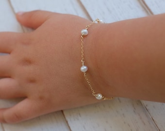Pearl Bead Baby Girl Bracelet Pendant Bracelet Bangle Jewelry For Kids Gift FLA Pearl Bead Baby Girl Bracelet Pendant Bracelet Bangle Jewelry For Kids Gift FLA