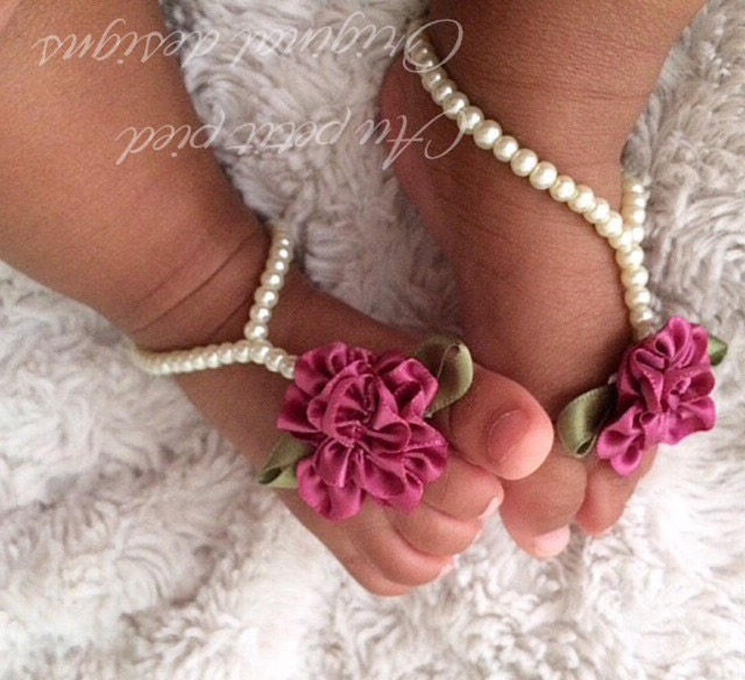 Baby Barefoot Sandalsbaby Girl Gift Baptism Shoesbaby - Etsy