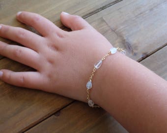 Moonstone and rose quartz bracelet-toddler bracelet-baby bracelet-toddler/newborn gift-healing stone jewelry-gift for girl