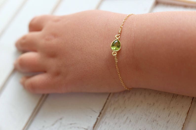 Baby Bracelet peridot Birthstone Baby Braceletbaby Girl Etsy