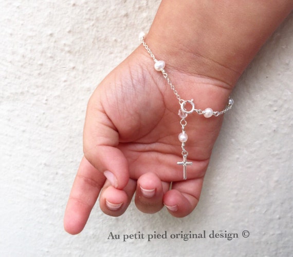 Holy Trinity Baby Baptism Bracelet christening Bracelet baby Bracelet silver Baby Bracelet baptism Gift cross Jewelry rosary dedication Gift Etsy