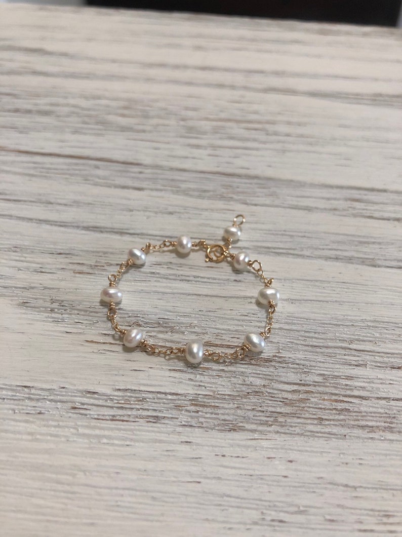 Gold and Pearl Baby Braceletgold Baby Braceletbaby Shower Etsy