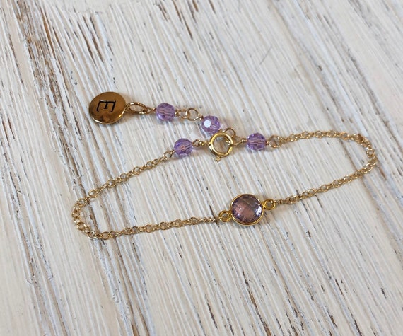 Personal Amethyst Baby Bracelet birthstone Jewelry initial Bracelet baby Shower Gift baby Girl toddler Bracelet baby Birthday little Girl Etsy