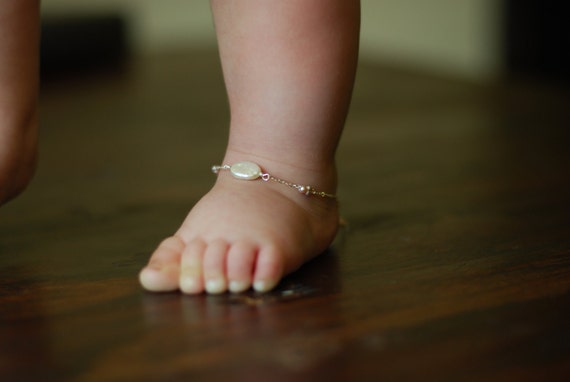 Buy Baby Pearl Anklet 14k Gold Fill or Sterling Silver, White Freshwater  Pearl Baby Infant Girl Ankle Bracelet, Baby Shower Gift Online in India -  Etsy