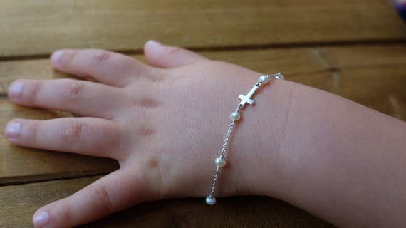 Baptism Bracelet cross Bracelet baptism Jewelry pearl Baby