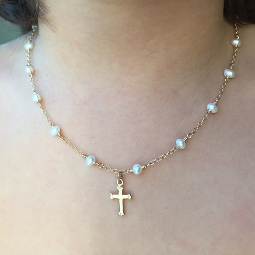 Pearl Cross Necklace for Baby and 