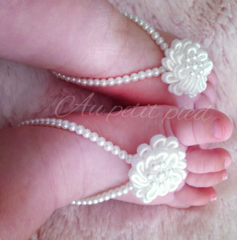 Baby Barefoot Sandals Baby Jewelry Baby Shoes Baptism Gift Etsy