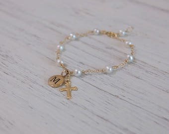 Personalized baby girl jewelry-infant initial bracelet-baby shower gift-baby girl-toddler bracelet-christening gift-baptism bracelet