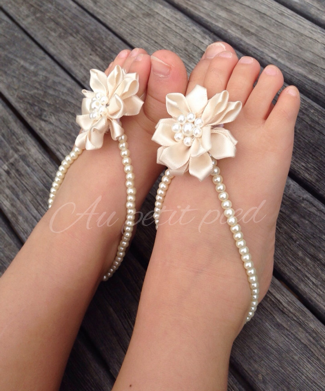 Ivory Barefoot Sandalsbaby Foot Jewelry Christening Gift Etsy