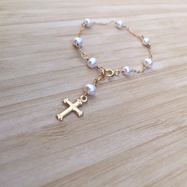 Gold Baby Bracelet Gold Cross Baby Bracelet Gold Baptism Etsy
