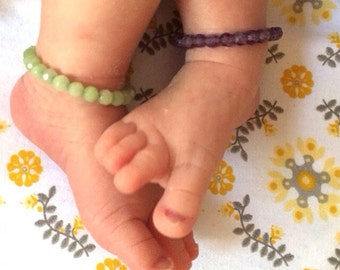 Twin Baby bracelets - baby anklets - toddler bracelet-twin bracelet-twin jewelry - baby bracelets-amethyst-baby gift-hospital bracelet