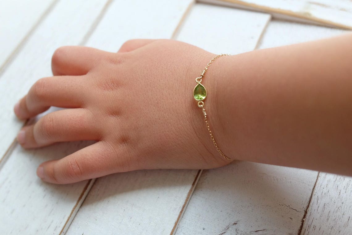 Baby Bracelet peridot Birthstone Baby Braceletbaby Girl Etsy