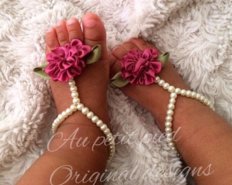 Baby barefoot sandals,baby girl gift,baby sandals,girl baptism gift,girl christening gift,baby shower gift,photo prop,girl baptism gift