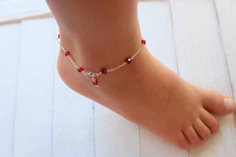 Baby Ankle Braceletbirthstone Jewelrybaby Braceletnewborn Etsy