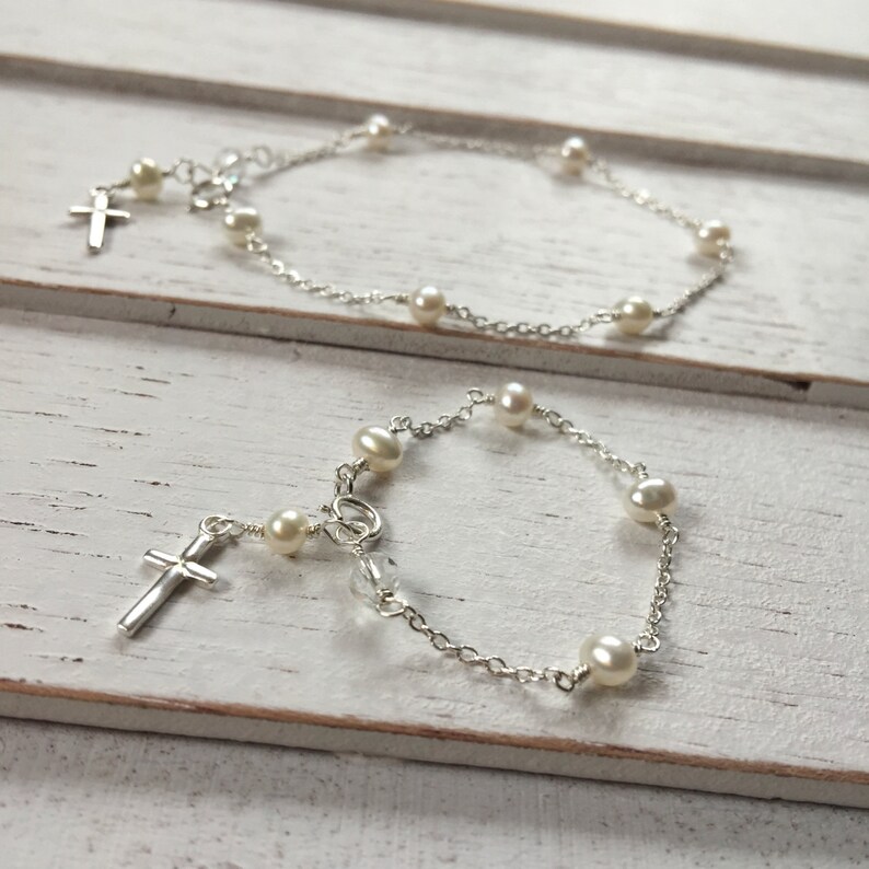 Mother and Child Cross Braceletbaby Braceletbaby Shower Etsy