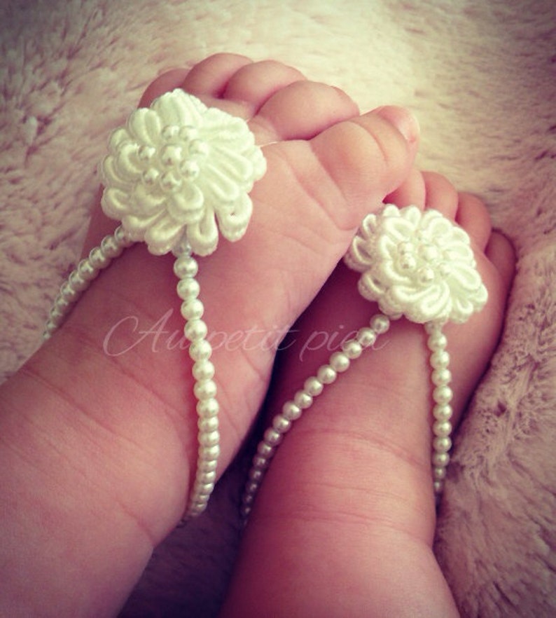 Baby Barefoot Sandals Baby Jewelry Baby Shoes Baptism Gift Etsy