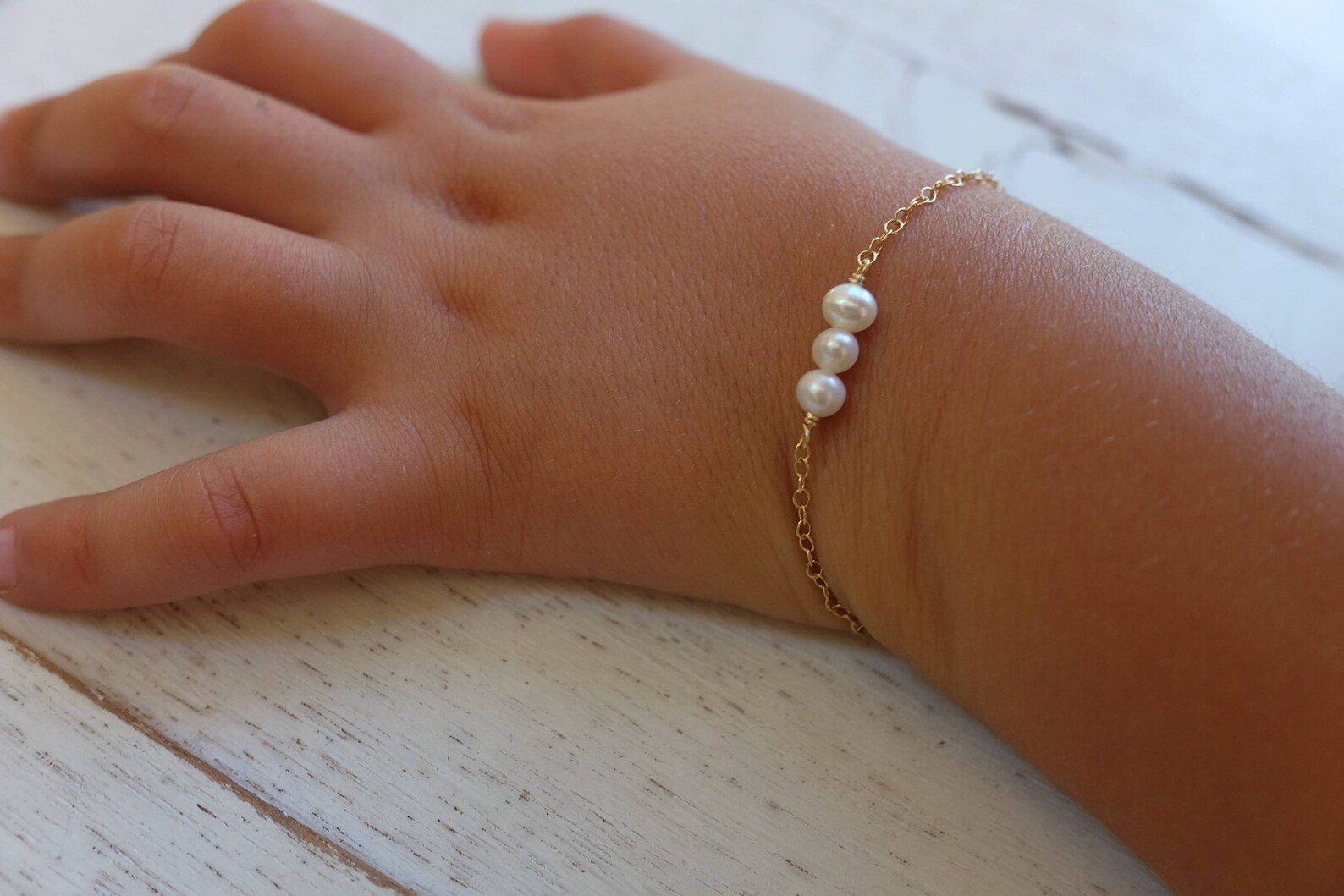 Gold and Pearl Baby Braceletbaby Shower Gift Baby Girl Gift Etsy