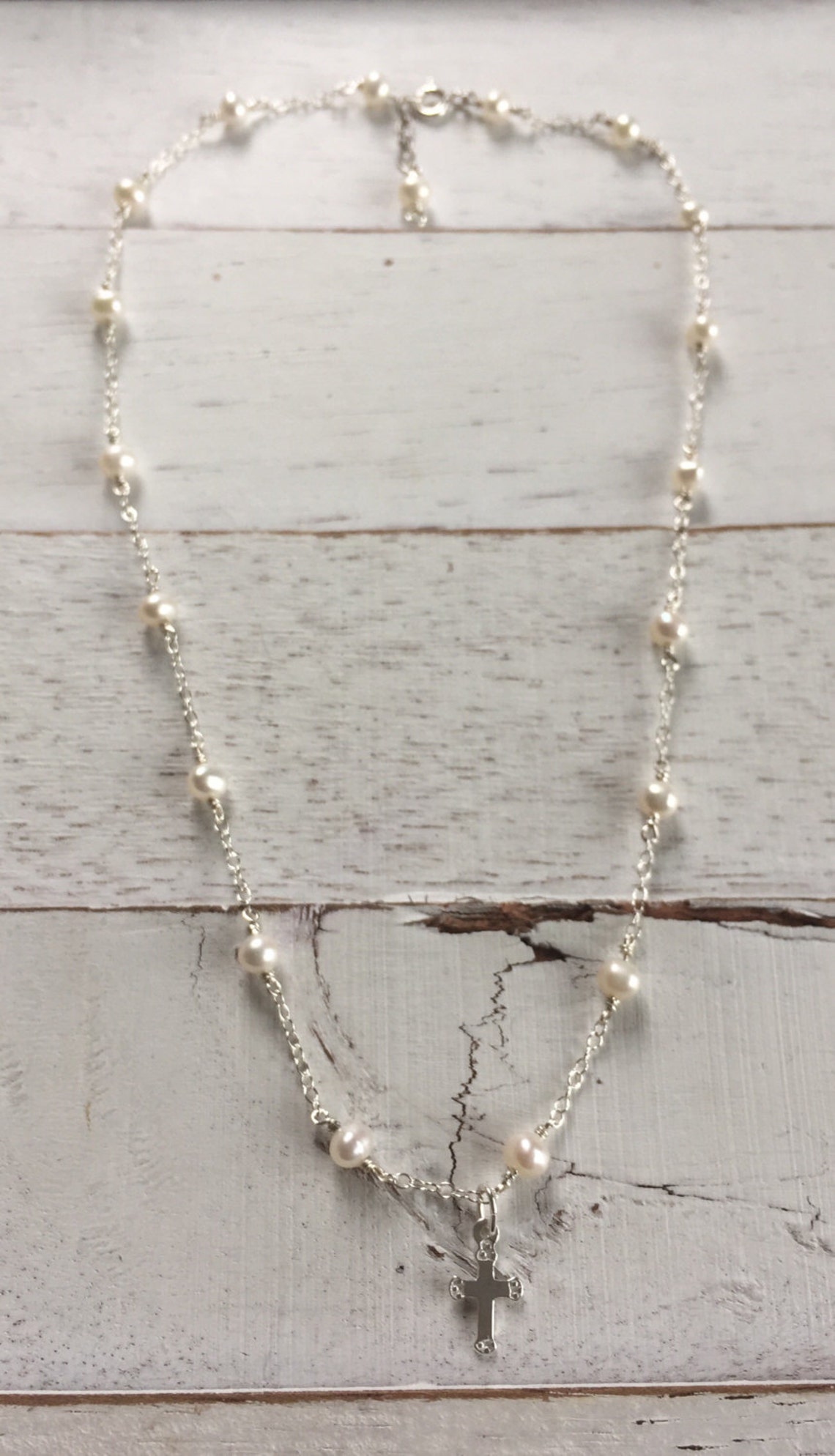 Baby Cross Necklacebaby Baptism Necklacededication Etsy