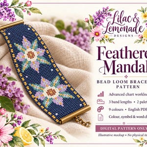 Feathered Mandala Bead Loom Bracelet Pattern PDF, Advanced Design