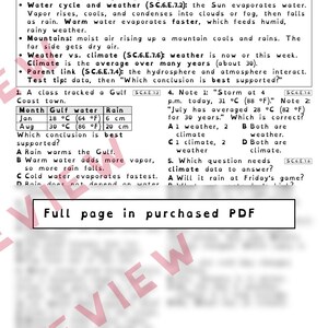 Earth's Spheres Weather and Climate Worksheets, Florida 8th Grade Science Test Review, SC.6.E.7.4 SC.6.E.7.2 image 3