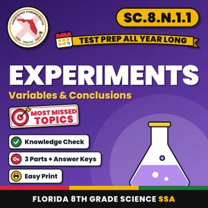 Nature of Science Bundle, Florida 8th Grade Science Test Review Worksheets, Grades 6-8, Printable Middle School Science, 5 Knowledge Checks image 3