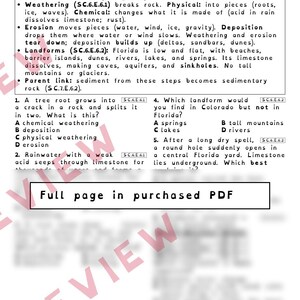 Arbetsblad om bergcykellandformer och mänsklig påverkan, Floridas repetitionsprov i naturvetenskap för årskurs 8, SC.7.E.6.2 SC.6.E.6.1 bild 3