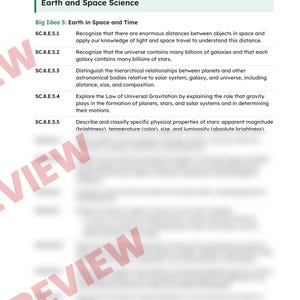 8th Grade Florida Science Standards List, Middle School NGSSS Benchmarks Printable, Lesson Planning, Teacher Binder, 8th Grade Science image 3
