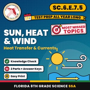 Sonne, Wärme und Wind: Arbeitsblätter zu Wärmetransport und Strömungen, Florida-Wissenschaftstest für die 8. Klasse, SC.6.E.7.5 SC.6.E.7.1 Bild 1