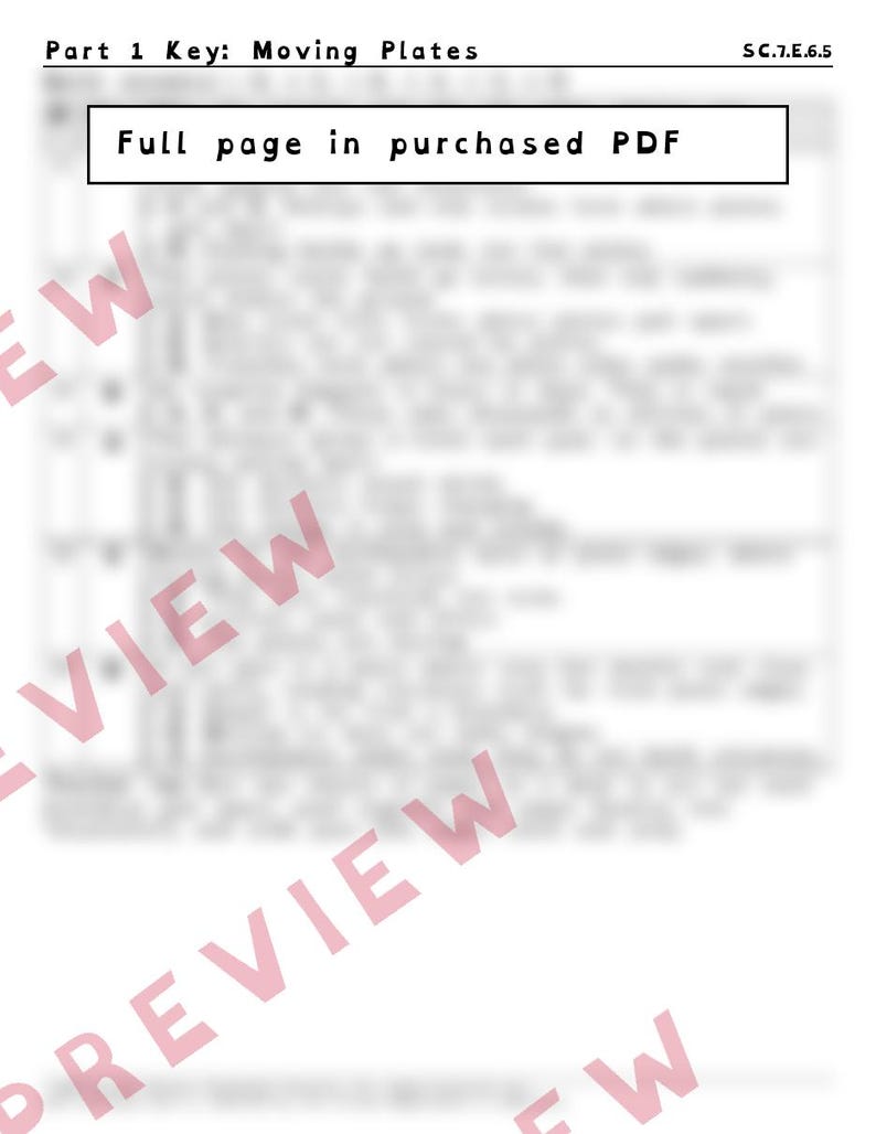 Plate Tectonics and Earth's Layers Worksheets, Florida 8th Grade Science Test Review, SC.7.E.6.5 SC.7.E.6.1, Printable Middle School Science image 4