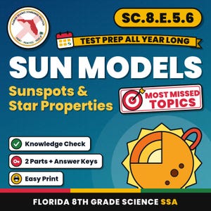 Complete Grade 8 Science Test Bundle, Florida 8th Grade Science Test Review Worksheets, Grades 6-8, Printable Middle School Science image 3
