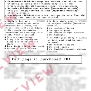 Experiments Variables and Conclusions Worksheets, Florida 8th Grade Science Test Review, SC.8.N.1.1 SC.6.N.1.1 image 3