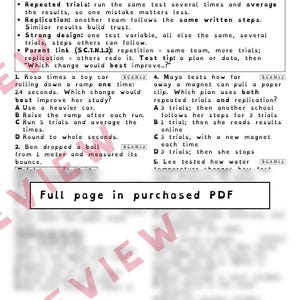 Repeated Trials and Replication Worksheets, Florida 8th Grade Science Test Review, SC.7.N.1.2 SC.6.N.1.2, Printable Middle School Science image 2