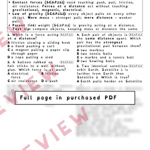 Gravity and Forces Weight vs. Mass Worksheets, Florida 8th Grade Science Test Review, SC.6.P.13.1 SC.6.P.13.2 image 3