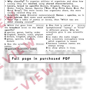 Classification Domains and Kingdoms Worksheets, Florida 8th Grade Science Test Review, SC.6.L.15.1, Printable Middle School Science image 2