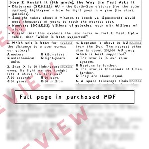 Our Place in Space Galaxies and Light-Years Worksheets, Florida 8th Grade Science Test Review, SC.8.E.5.3 SC.8.E.5.1 image 3