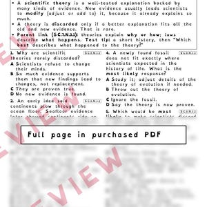 Theories and Laws Laws Describe, Theories Explain Worksheets, Florida 8th Grade Science Test Review, SC.7.N.3.1 SC.6.N.3.1 image 2