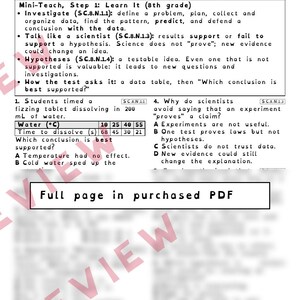 Experiments Variables and Conclusions Worksheets, Florida 8th Grade Science Test Review, SC.8.N.1.1 SC.6.N.1.1 image 2