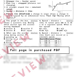 Forces and Motion Net Force and Speed Graphs Worksheets, Florida 8th Grade Science Test Review, SC.6.P.13.3 SC.6.P.12.1 image 3