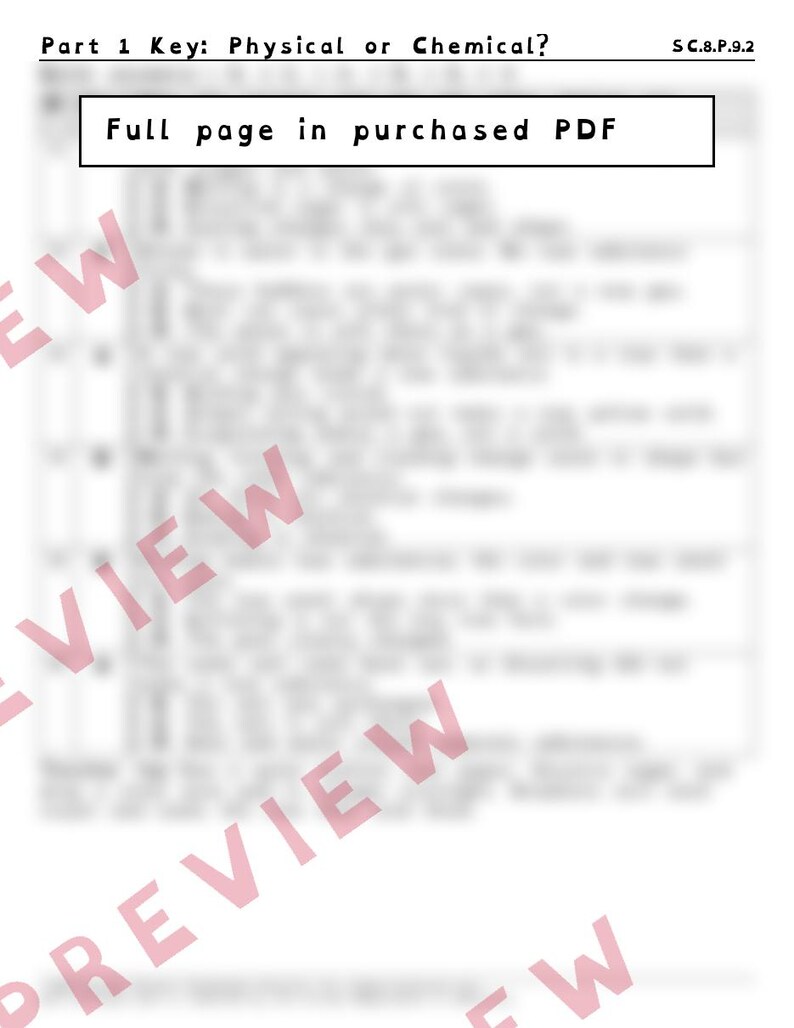 Hojas de trabajo sobre cambios físicos y químicos y conservación de la masa, repaso para el examen de ciencias de 8.º grado de Florida, SC.8.P.9.2 SC.8.P.9.1 imagen 4
