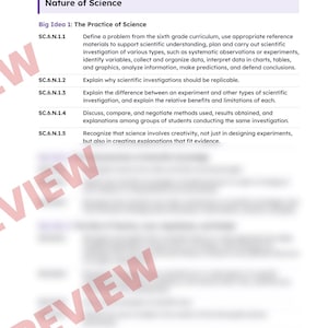 6th Grade Florida Science Standards List, Middle School NGSSS Benchmarks Printable, Lesson Planning, Teacher Binder, 6th Grade Science image 2