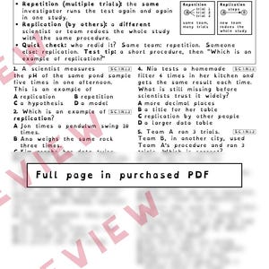 Repeated Trials and Replication Worksheets, Florida 8th Grade Science Test Review, SC.7.N.1.2 SC.6.N.1.2, Printable Middle School Science image 3