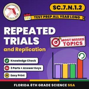 Nature of Science Bundle, Florida 8th Grade Science Test Review Worksheets, Grades 6-8, Printable Middle School Science, 5 Knowledge Checks image 2