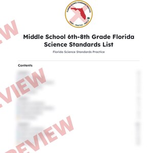 Florida Science Standards List Grades 6, 7 and 8, Middle School NGSSS Benchmarks Printable, Lesson Planning, Teacher Binder image 2