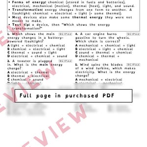 Energy Transformations and Conservation of Energy Worksheets, Florida 8th Grade Science Test Review, SC.7.P.11.2 SC.6.P.11.1 image 2