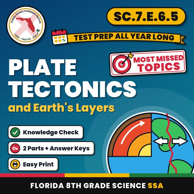 Earth and Space Science Bundle, Florida 8th Grade Science Test Review Worksheets, Grades 6-8, Printable Middle School Science image 5