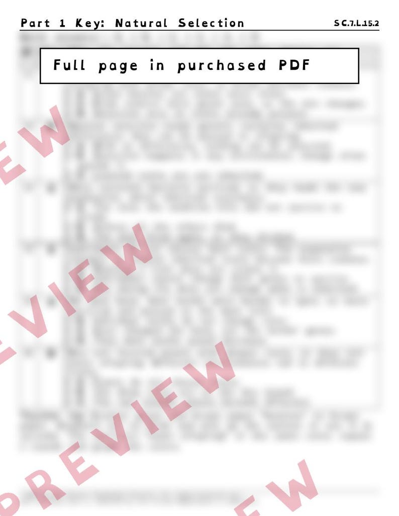 Natural Selection Fossils and Extinction Worksheets, Florida 8th Grade Science Test Review, SC.7.L.15.2 SC.7.L.15.1 image 4
