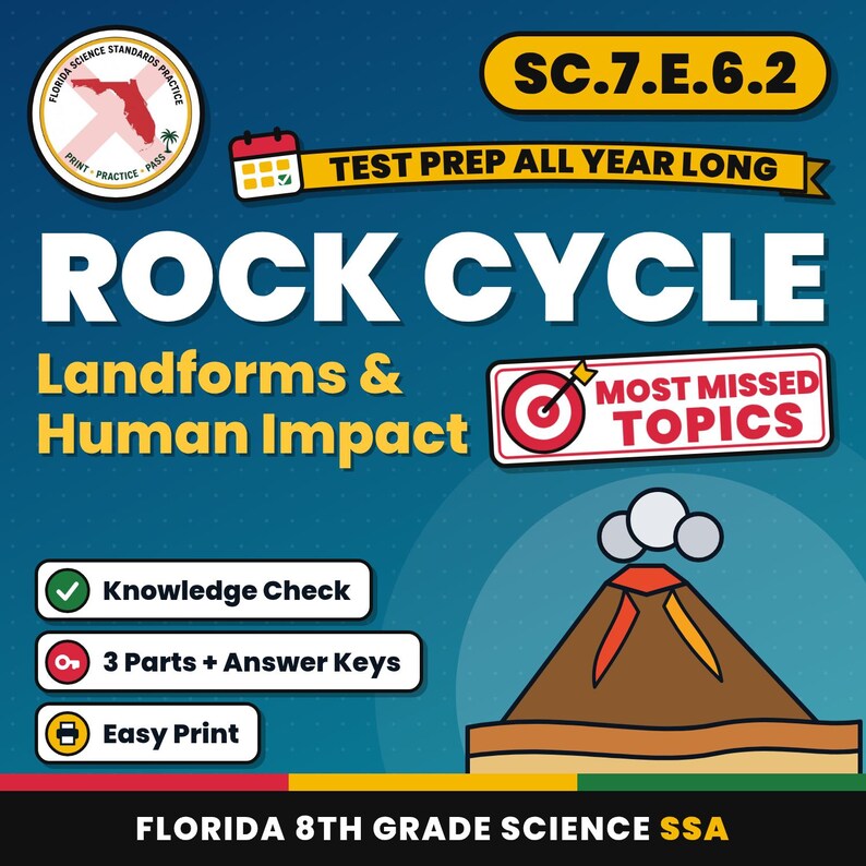 Earth and Space Science Bundle, Florida 8th Grade Science Test Review Worksheets, Grades 6-8, Printable Middle School Science image 4