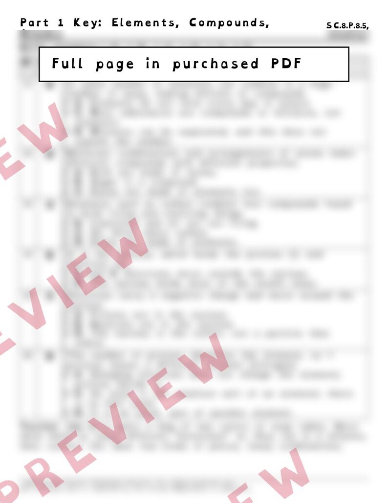 Atoms and Elements Compounds and Mixtures Worksheets, Florida 8th Grade Science Test Review, SC.8.P.8.5 SC.8.P.8.1 image 4