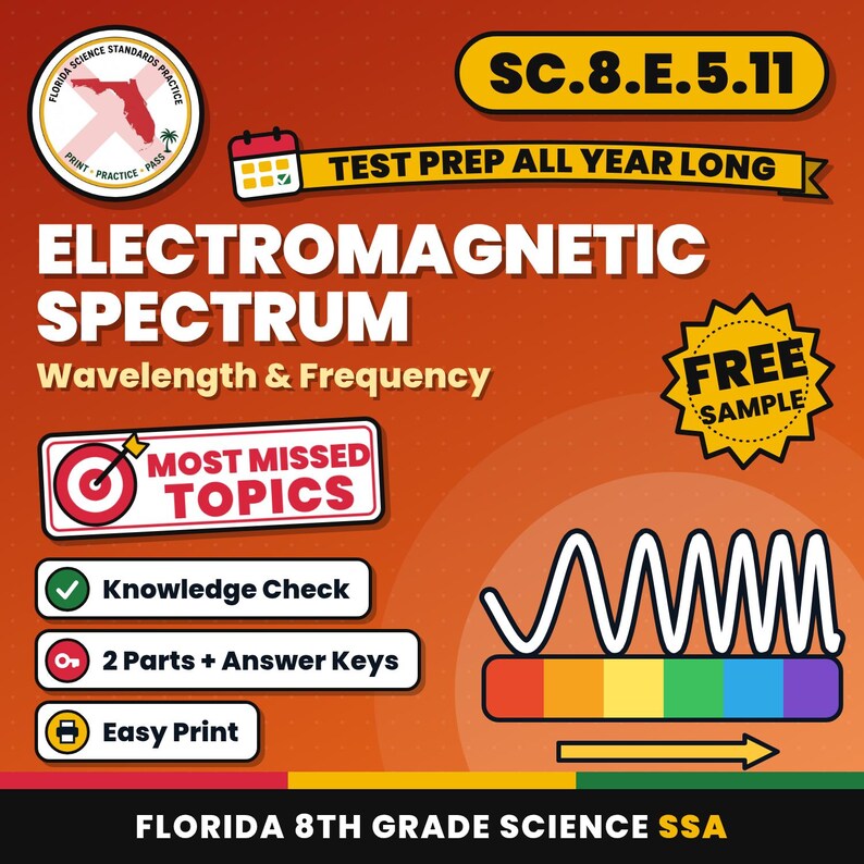 Physical Science Bundle, Florida 8th Grade Science Test Review Worksheets, Grades 6-8, Printable Middle School Science, 9 Knowledge Checks image 2